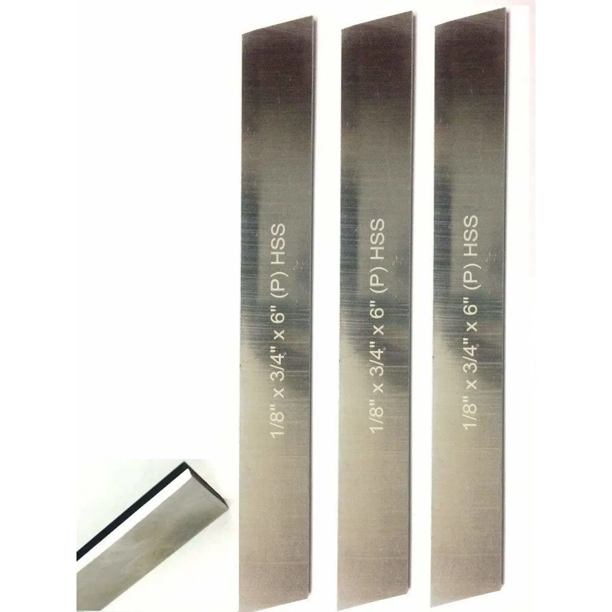 Juego de 3 cuchillas trapezoidales HSS de 1/8" x 3/4" x 6"